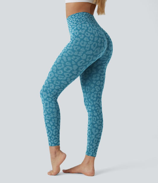 Højtaljede yogaleggings med leopardprint og sømløst flow