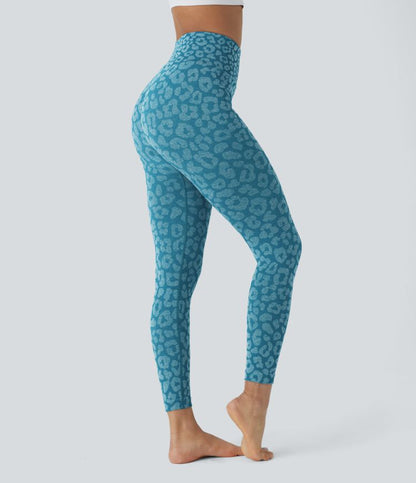 Højtaljede yogaleggings med leopardprint og sømløst flow