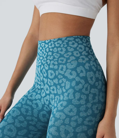 Højtaljede yogaleggings med leopardprint og sømløst flow